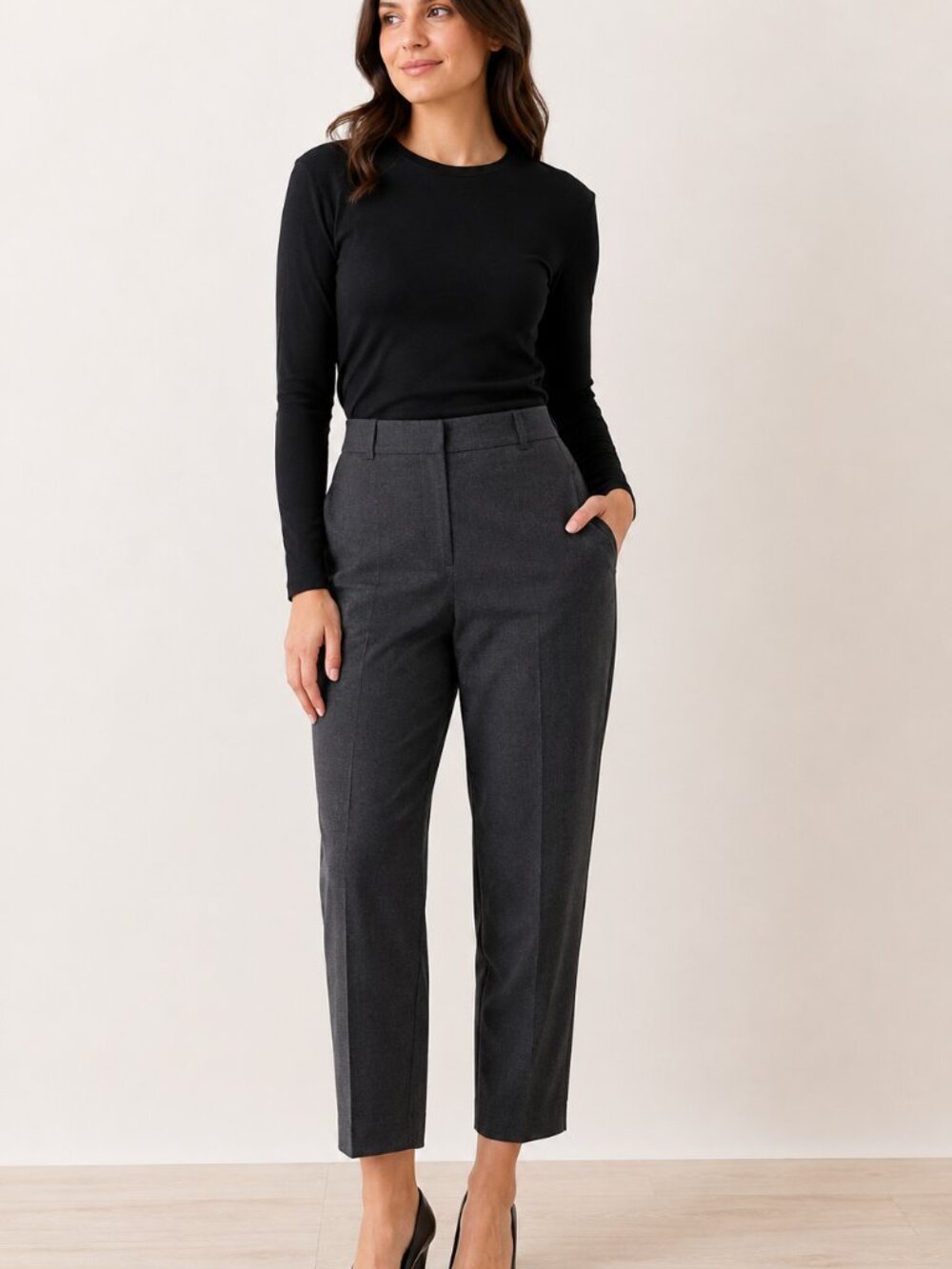 Eileen Fisher, Grey, Pant, 16, Cuffed Hem Pant Cropped